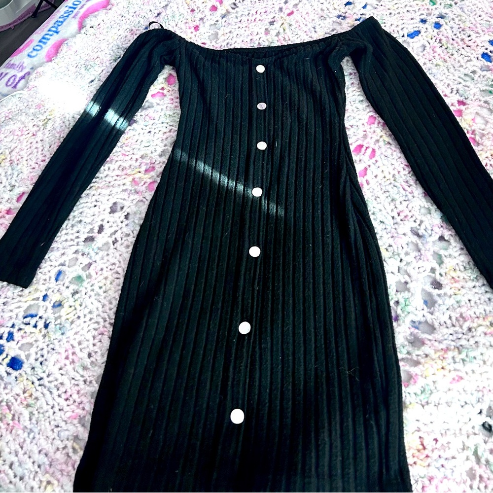Off the shoulder dress, n so cute and fuzzy!